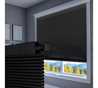 ZAOPAI No Drill Cordless Cellular Blinds Blackout Custom Honeycomb Shade Privacy Insulation Window Blinds for Home Easy Fit Pleated Shades for Bedroom Office (Black, 135cm W x 180cm H)