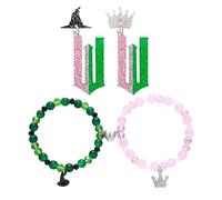 ZAOQIAN Elphaba Glinda Friendship Matching Bracelets-Crown Witch Hat Matching Bracelets-BFF Couples Accessories Gifts for Fans Dress Decor, One Size, Glass, no gemstone