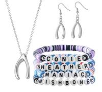 ZAOQIAN Wishbone Star Bracelets Neckalce and Earrings Set Tour Merch for Fans Gift, One Size, Acrylic, No Gemstone