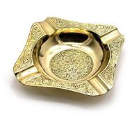 Zap Impex Brass Decorative Ashtray, 10 cm x 10 cm (4 x 4 Inches), Gold, (ZAP-321)