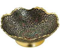 Zap Impex ® Brass Decorative Dry Fruit Bowl Carving Work - Size-5 "Beautiful Blue Color Peacock Design kitchenware Gift