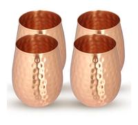 Zap Impex Copper Wine Glasses Set of 4 Solid Copper Hammered Moscow Mule Copper Tumbler