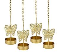 Zap impex Decorative Aluminium Hanging Butterfly Tea Light Hanging Candle Holder Lantern (Pack of 4)