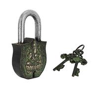 Zap Impex Decorative Padlock, with Engraved Ganesha Motif, Solid Brass, with Natural Patina in a Beautiful Decorated Padlock.