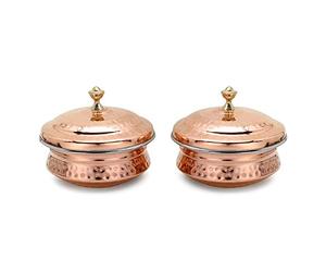 Zap Impex Dishes Indian Sentence 2 Copper Serving Bowl with lid terrines