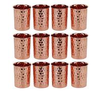 Zap Impex Hammered Copper Glass Pure Copper Tumbler Ayurvedic Healing Set of 12