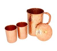 Zap Impex Pure Copper Hammered Jug with 2 Glasses for Health Benefits Copper Water Jug 1600 ml, ZAP104