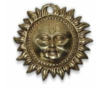 Zap Impex Religious gifts sun tapestry wall hanging ornament brass Indian home decoration, 5.5 inches Golden