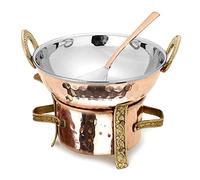 Zap Impex Stainless Steel Copper Original Indian Karahi Angithi Serving Spoon, 3-Pieces Set