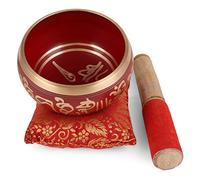 Zap Impex Tibetan Meditation Om Mani Singing Bowl/Cushion/Mallet 4 Inch Red
