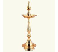 Zap Impex Traditional Brass Kerala Oil Lamp - Decorative Diya Stand for Puja Temple & Home Decoration