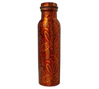Zap Impex Travellers Pure Copper Water Bottle Rajasthani Design for Ayurvedic Benefits Water Jug Bottle Joint Free, ZAP109