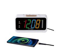 ZAPALA expert Alarm Clock Radio, 2 Alarms Jumbo LED Display Plug in Digital FM Clock Radio with USB Charging Port, Days Display, Adjustable Volume & Dimmer, Nightlight, Snooze for Deep Sleepers Kids