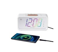 ZAPALA Expert Mulitcolor Alarm Clock for Bedroom, 2 Alarms Loud LED Big Display Plug in Simple Basic Digital Clock with USB Charging Port, Adjustable Volume, Dimmable, Snooze for Deep Sleepers Kids