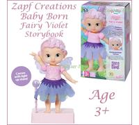 Zapf Creation Baby Born Fairy Violet Storybook 18cm Doll NEW Light Up Stand