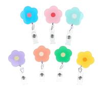Zaphara 7 Pcs Retractable Badge Holder, Cute Flower Design, Clip Attachment, Perfect for Teachers, Nurses, Office Workers
