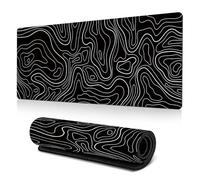 Zaphara Gaming Mouse Pad,Keyboard Mouse Mat Mouse Pad Black and White Topographic Mouse Pad with Anti-Slip Rubber Base, Extended XXL Long Keyboard Pad Big Mouse Pads for Desk,31.5 X 11.8 Inch