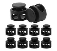 Zaphara Pack of 10 cord stoppers, cord stoppers, spring cord locks, spring cord locks, plastic, cord stopper band clamp, up to diameter 5 mm cord, slider for stoppers, quick release laces, black