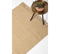 Zaphyr Natural Handwoven Jute Rug with Tassels Homescapes Natural 160cm x 230cm