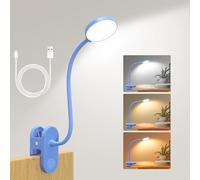 ZAPLIT 61 LED Clip On Reading Light - 【3 Colour Modes & 10 Brightness】 2000mAh USB-C Rechargeable, 40cm Flexible Gooseneck, Bedside Lamp for Books, Desk & Camping
