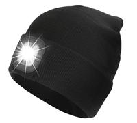ZAPLIT LED Beanie Hat with Light, USB Rechargeable Hands Free Headlamp, 3 Light Modes Warm Knitted Cap, Dog Walking Running Camping Gadgets for Men Dad Teens