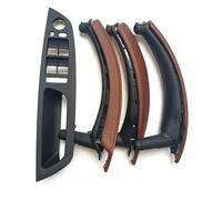 ZAPORA LHD Car Interior Door Handle with Leather Cover Assembly Full Set for X5 X6 E70 E71 E72 2007 2008 2009-2014(LHD Red Brown)