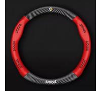 ZAPOV Car Steering Wheel Cover for Smart EQ fortwo 2024, Auto Steering Rim Protector Anti-Slip Accessories Vehicle guard Breathable Leather,B-Red