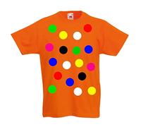 zappatee Children's Spotty Dotty T Shirt. Orange with Coloured Spots. S