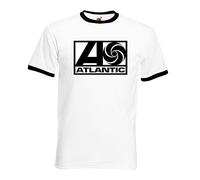 zappatee Men's Slim fit Atlantic Records Northern Soul Ringer T Shirt White Medium