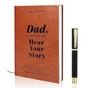 ZappelStift Dad I Want to Hear Your Story， Leather-Wrapped Father's Journal with Guided Prompts to Share His Life & Love, Includes Signature Pen, Thoughtful Birthday for Dad
