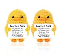 ZappelStift Mini Positive Crochet Duckes, 2pc Positive Crochet animals,Mini Knitted Duck-E Doll You Are Ducking Awesome Emotional Doll Support Animal for Party Home Decoration Motivational Gift