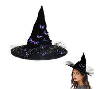 ZappelStift Witch Hat Atelier, Halloween Fancy Dress Adult Witch Hat Purple Butterfly Party Costume Accessory for Halloween Dress-Up, Cosplay, Carnival & Party Supplies