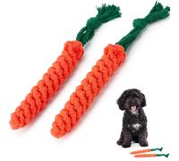 Zappi Co 2 Pack Carrot Dog Rope Chew Toys (22cm) - Durable Dental Clea