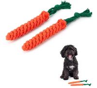 Zappi Co 2 Pack Carrot Dog Rope Chew Toys (22cm) - Durable Dental Cleaning & Teething for Small, Medium, Large Dogs