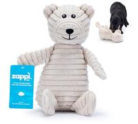 Zappi Co Bear Plush Dog Toy with Squeaker - Soft, durable, ribbed design for playful sessions. Ideal for small and medium dogs who need a durable toy for interactive fun.