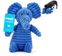 Zappi Co Blue Elephant Plush Dog Toy with Squeaker - Soft, durable, ribbed plush for cuddling and play. Perfect for small and medium dogs who enjoy a squeaky toy for comfort and interaction.