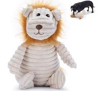 Zappi Co Brown Lion Plush Dog Toy with Squeaker - Soft, ribbed design for playtime fun. Great for small and medium dogs looking for an exciting, squeaky toy for interactive play.