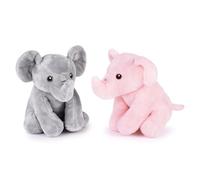 Zappi Co Elephant Set Plush Toys Pink + Grey (15cm) Trunk Duo - Soft, Cuddly, 100% Recycled - Perfect Pair
