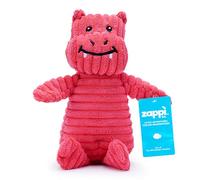 Zappi Co Pink Hippo Dragon Plush Dog Toy with Squeaker - Soft, durable, ribbed design for play, perfect for small and medium dogs. Ideal for interactive play and enjoyment.