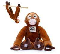 Zappi Co Plush Hanging Baby Orangutan Monkey with Velcro on Paws and Feet - Soft Plush Toy, Red Ape - For Kids Boys Girls Cuddly Plush Toy - Perfect Cuddly Gift for Kid - 46 cm Long