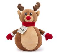 Zappi Co Reindeer Plush Toy - Soft and Cuddly Christmas Rudolph the Red-Nosed Decoration (25cm height), Perfect for Festive Decor, and Stocking Fillers