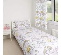 Zappi Co Unicorn Single Bed Duvet Cover Set Includes Duvet Cover (200x135 cm) and Pillowcase (48 x 74 cm) - Perfect for Girls' Beds Fairy Castle Design