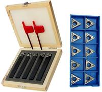 ZAPTON 5 PC 1/2'' Indexable Carbide Insert Lathe Turning Tool Bit + 10 Pc Tips Combo
