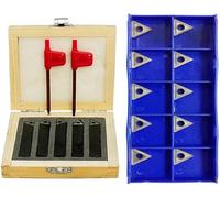 ZAPTON 5 PC 3/8'' Indexable Carbide Insert Lathe Turning Tool Bit + 10 Pc Tips Combo