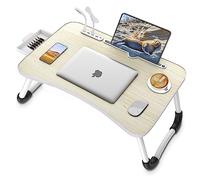Zapuno Laptop Lap Desk, Foldable Laptop Table Tray with 4 USB Ports Storage Drawer and Cup Holder, Laptop Bed Desk Laptop Stand for Bed Lap Tray Portable Standing Table for Bed Couch Floor