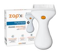 Zap'X Electronic Lice Comb - 100% Natural Solution - Safe & Painless - Includes Cleaning Brush & AAA Batteries - White - For Families with Children