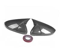 ZAPYVET 2pcs Horn Shape Side Wing Rearview Mirror Cap Cover Trim, for VW, for Volkswagen, for Golf, MK7 MK7.5 GTI GTD R Base 2014-2019 Car Wing Mirror Cover(BLACK Carbon Fiber Look)