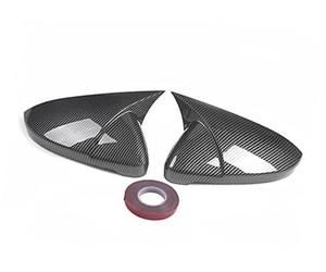 ZAPYVET 2pcs Horn Shape Side Wing Rearview Mirror Cap Cover Trim, for VW, for Volkswagen, for Golf, MK7 MK7.5 GTI GTD R Base 2014-2019 Car Wing Mirror Cover(BLACK Carbon Fiber Look)