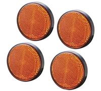 ZAPYVET bumper warning light 2Xtrailer Round Reflectors Yellow Amber Side, for Caravan Self Adhesive Stick-on Reflective, for Gate Posts E4(BLACK Round 4pcs Yellow)