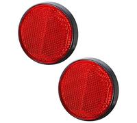 ZAPYVET bumper warning light 2Xtrailer Round Reflectors Yellow Amber Side, for Caravan Self Adhesive Stick-on Reflective, for Gate Posts E4(BLACK Round 2pcs Red)